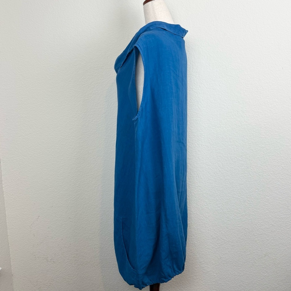 Bryn Walker Cowl Neck Lagenlook Blue 100% Linen Tunic Dress Size XL - Picture 9 of 12